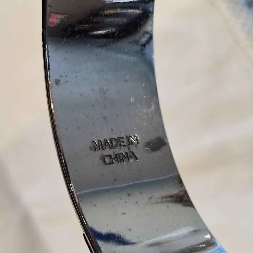 COACH Signature C White Enamel Silver Tone Wide Bangle Bracelet - Picture 3 of 7